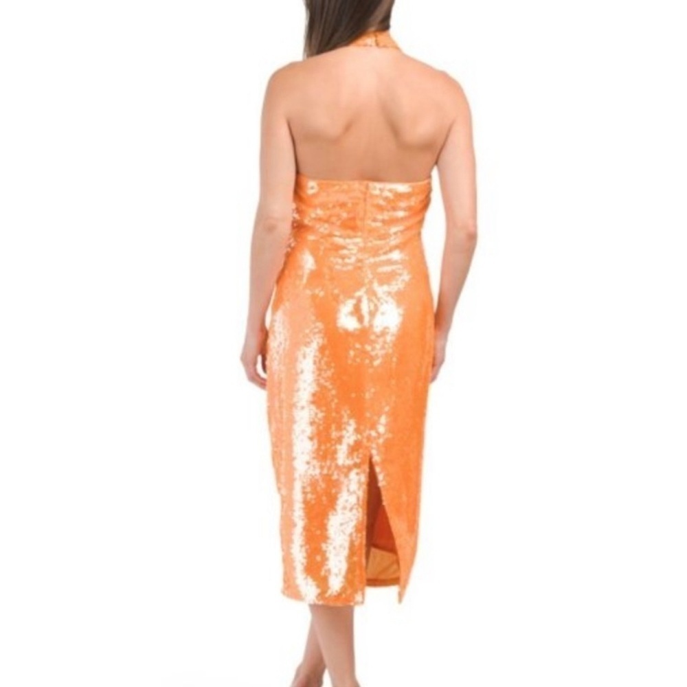 Caroline Constas Orange Sequins Halter Midi Dress.Size S - Picture 4 of 14